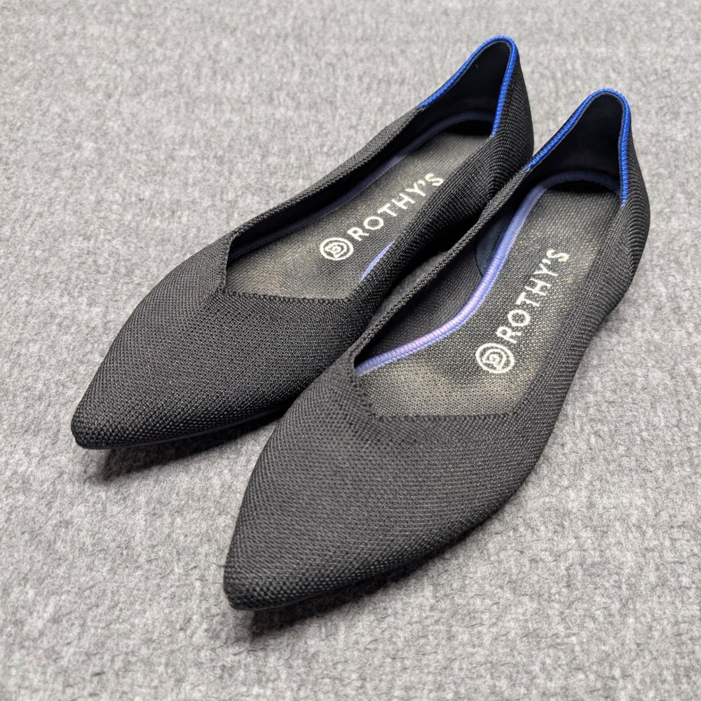 Rothy's The Point Women 9.5 Black Pointed Toe Sustainable Knit Flats